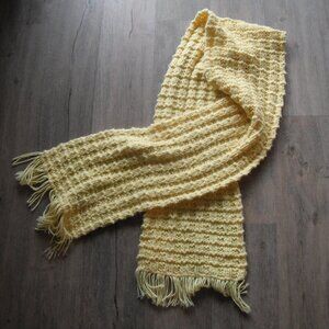 Bright Yellow Handknit Large Extra Long Scarf
